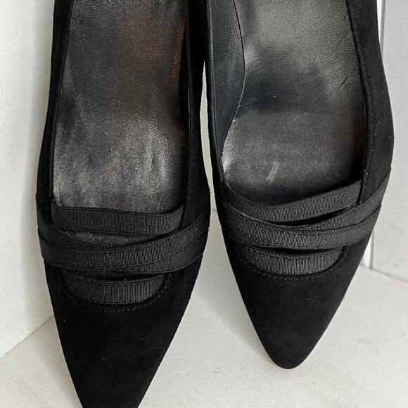 Stuart Weitzman Black Pointed Toe Suede Kitten Heel  Pumps Size 9.5 - Picture 5 of 8